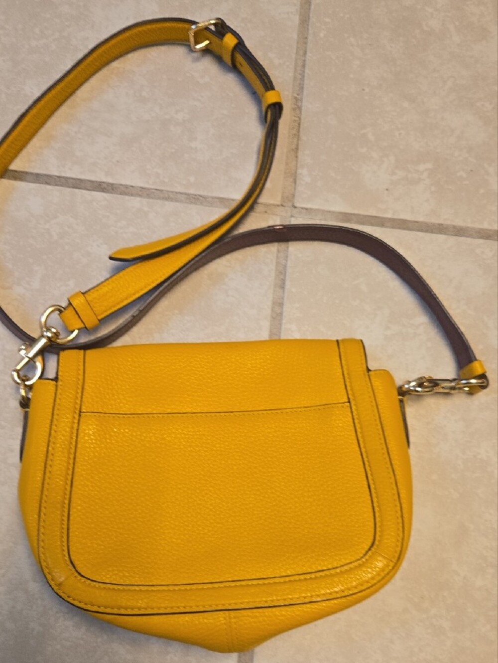 Coach Yellow Pebbled Leather Crossbody with Contrast Strap - Picture 2 of 9